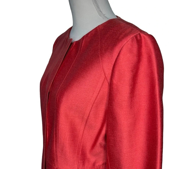 J. Crew Silk Cotton Blend Coral Scoop Neck Jacket Size Medium - Picture 8 of 16